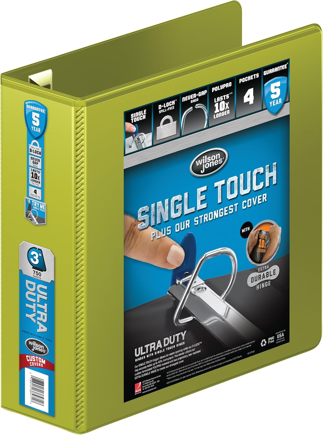Wilson Jones 3 Ring Binder 4 Inch, Ultra Duty D-Ring View Binder with Extra Durable Hinge, Customizable, Black (W86641)