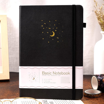 CAGIE Journal Notebook for Women Men, Hardcover Lined Notebooks Journals for Writing Work Journaling Note Taking Diary with Pen Loop (Black Ruled), Gifts, 5.7" x 8.3", 196 Pages