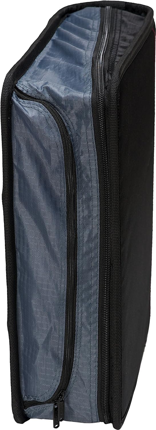 Case-it Mighty Zip Tab School Zipper Binder | 3-Inch O-Rings, 600-Sheet Capacity, 5-Subject Expanding File Folder, Multiple Pockets & Storage Organizer, Shoulder Strap | D-146 Jet Black
