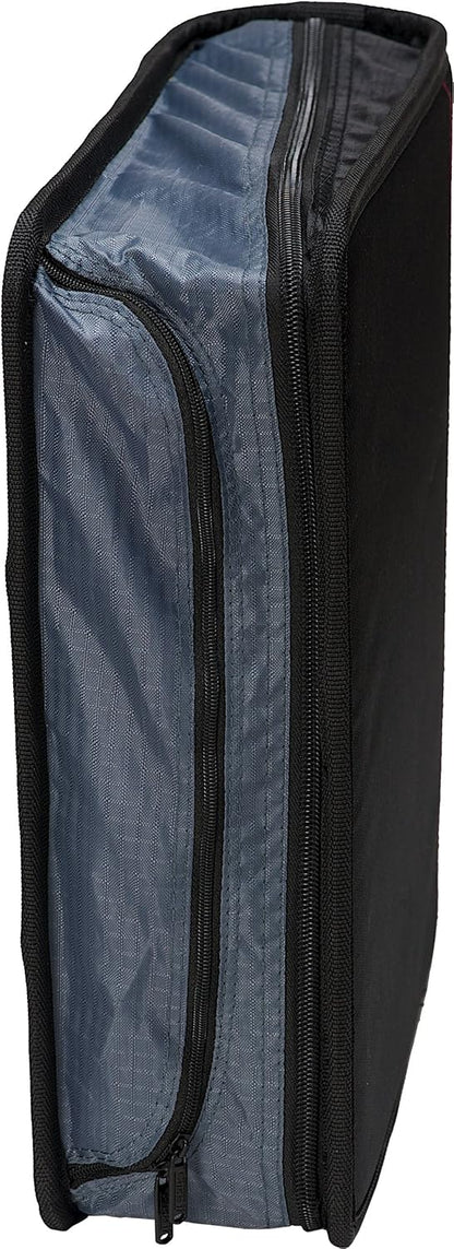 Case-it Mighty Zip Tab School Zipper Binder | 3-Inch O-Rings, 600-Sheet Capacity, 5-Subject Expanding File Folder, Multiple Pockets & Storage Organizer, Shoulder Strap | D-146 Jet Black