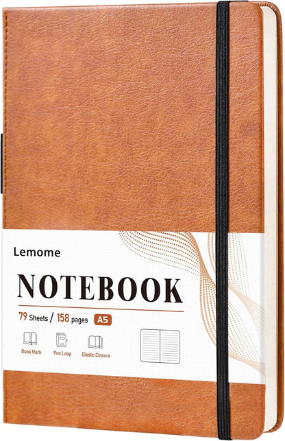 Lemome Grid Paper Notebook Hardcover Classic Notebook with Pen Holder - Page Dividers Presents 8.4 x 5.7 in