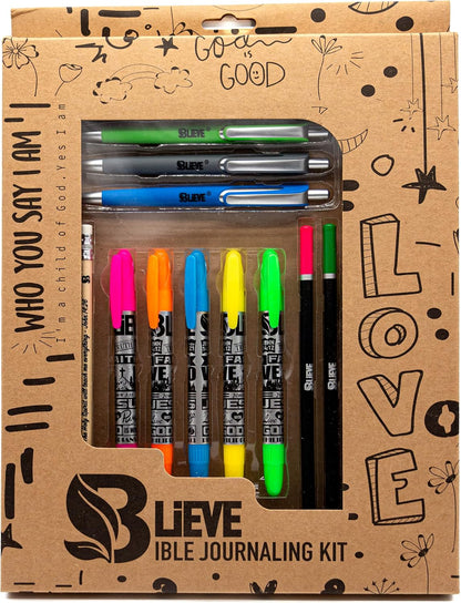 BLIEVE - Aesthetic Highlighters and Gel Pens With Soft Ink and Chisel Tip, Bible Highlighters and Pens No Bleed, Dry Fast Easy to Hold, for Bible Journaling Planner School Supplies (MORANDI)