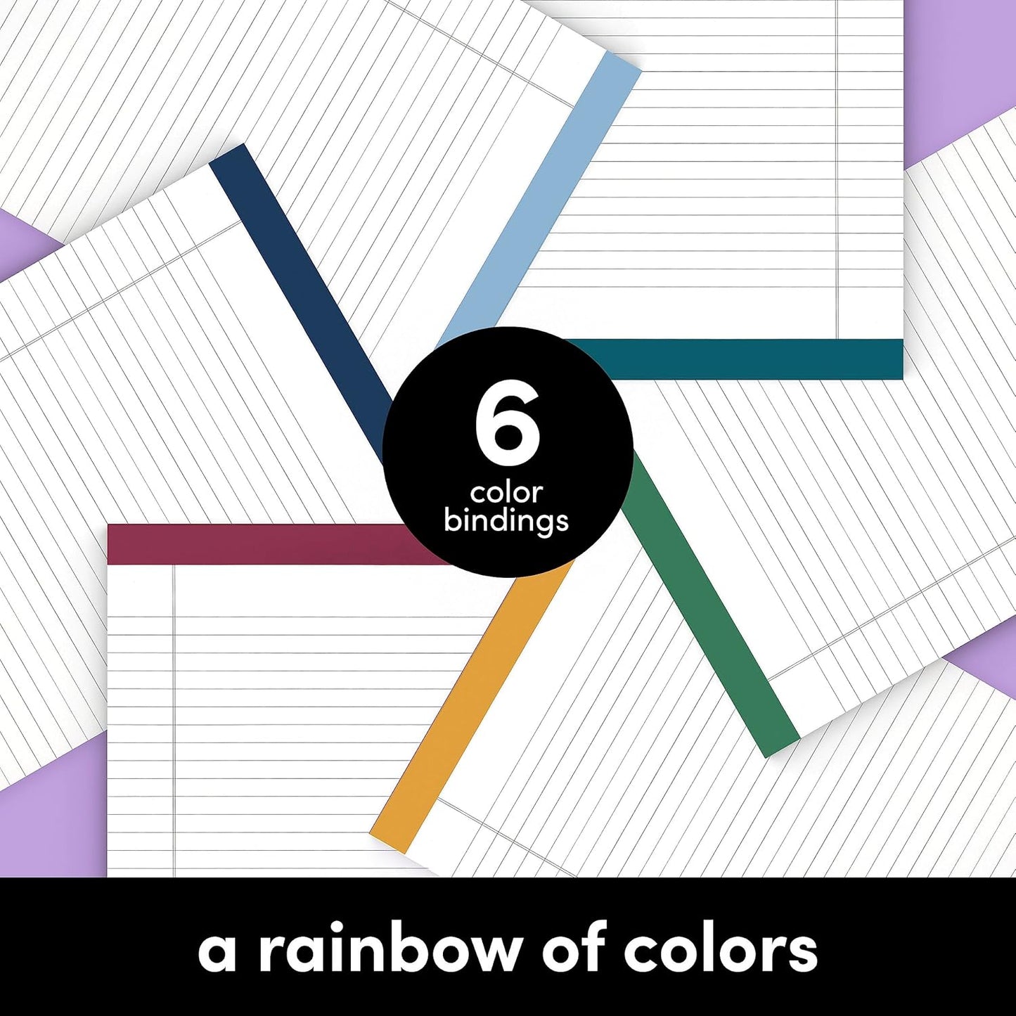 PAPERAGE Lined Legal Pads, (Rainbow), 6 Pack, 50 Sheets Each, Wide/Legal Ruled, Note Pads, Paper, 5 inches x 8 inches