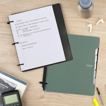 Five Star Flex Refillable Notebook + Study App 1 Inch O-Rings Binder with Pockets Tabs and Dividers, 220 Sheet Capacity, Includes 60 Sheets 8.5" x 11" College Ruled Paper, Prom Pink (293280R)