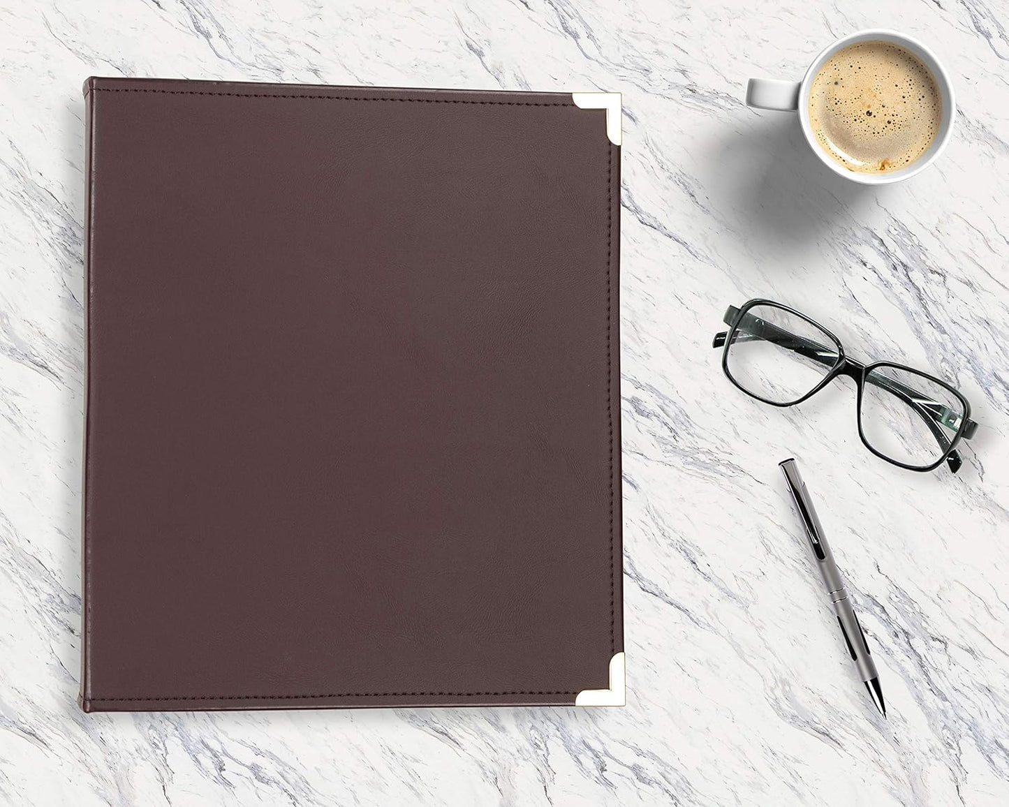 Samsill Classic Collection Leather 3 Ring Binder, Executive Presentation Portfolio, 0.5 Inch (Holds 100 Sheets), Brass Round Ring, Burgundy