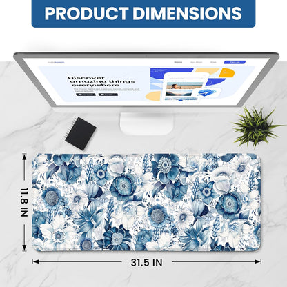 Large Mouse Pad for Desktop, Cute Desk Mat Pad Protector for Work & Gaming, Aesthetic Pretty Anti-Slip Laptop Blotter Cover for Office School Home Supplies, Wildflowers, 31.5" x 11.8"