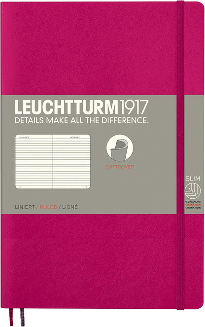LEUCHTTURM1917 - Notebook Softcover Paperback B6+ - 123 Numbered Pages for Writing and Journaling (Ruled, Rising Sun)