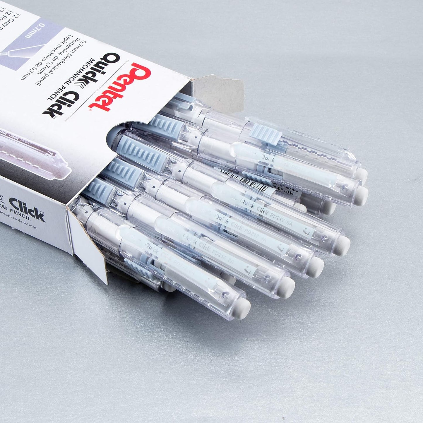 Pentel Quick Click Mechanical Pencil, (0.7mm), Medium, Black Barrel, Box of 12 Pencils (PD217A)