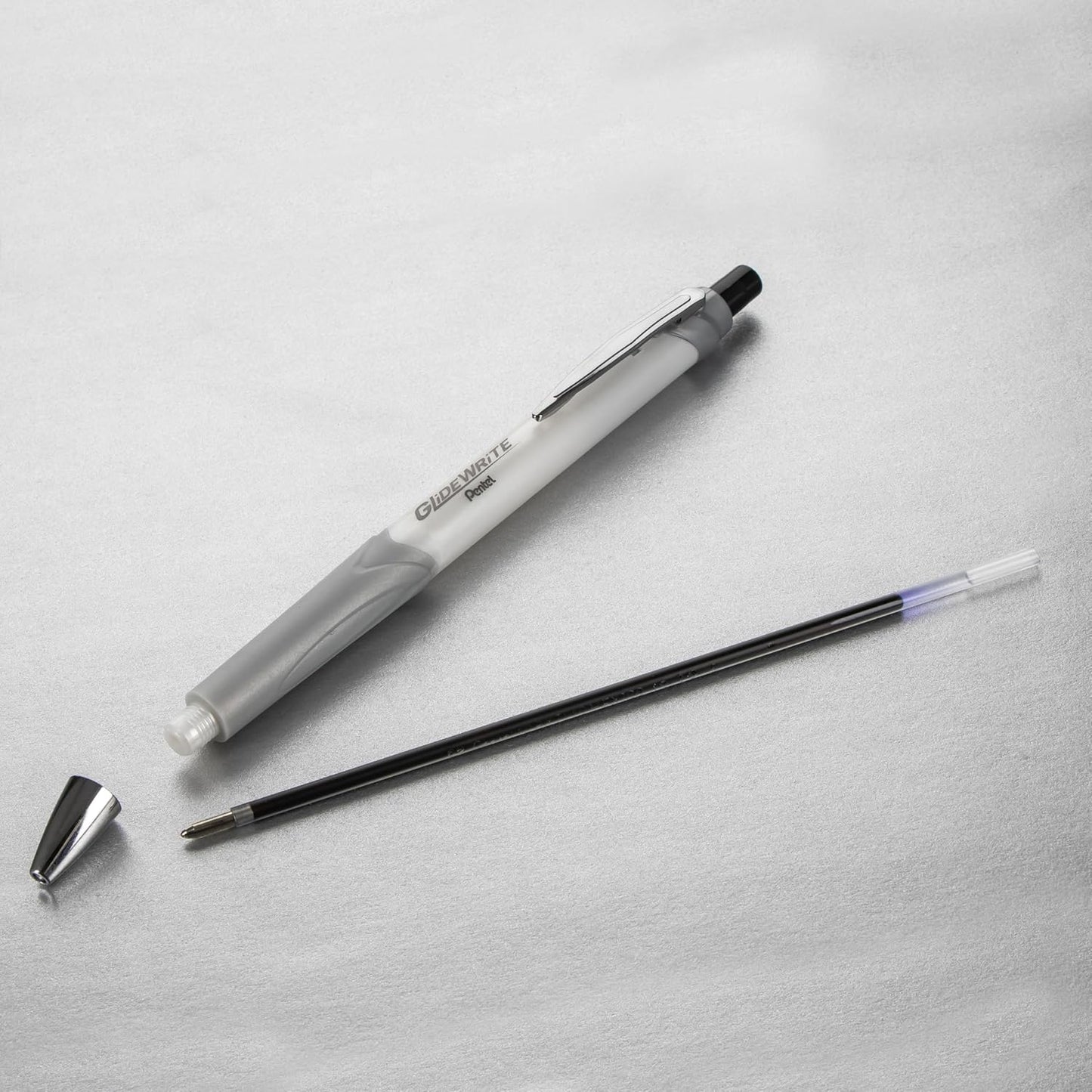 Pentel Glidewrite Signature Ballpoint Pen, (1.0mm) Medium, White Barrel, Blue Ink, Pack of 3 (BX930WBP3C)