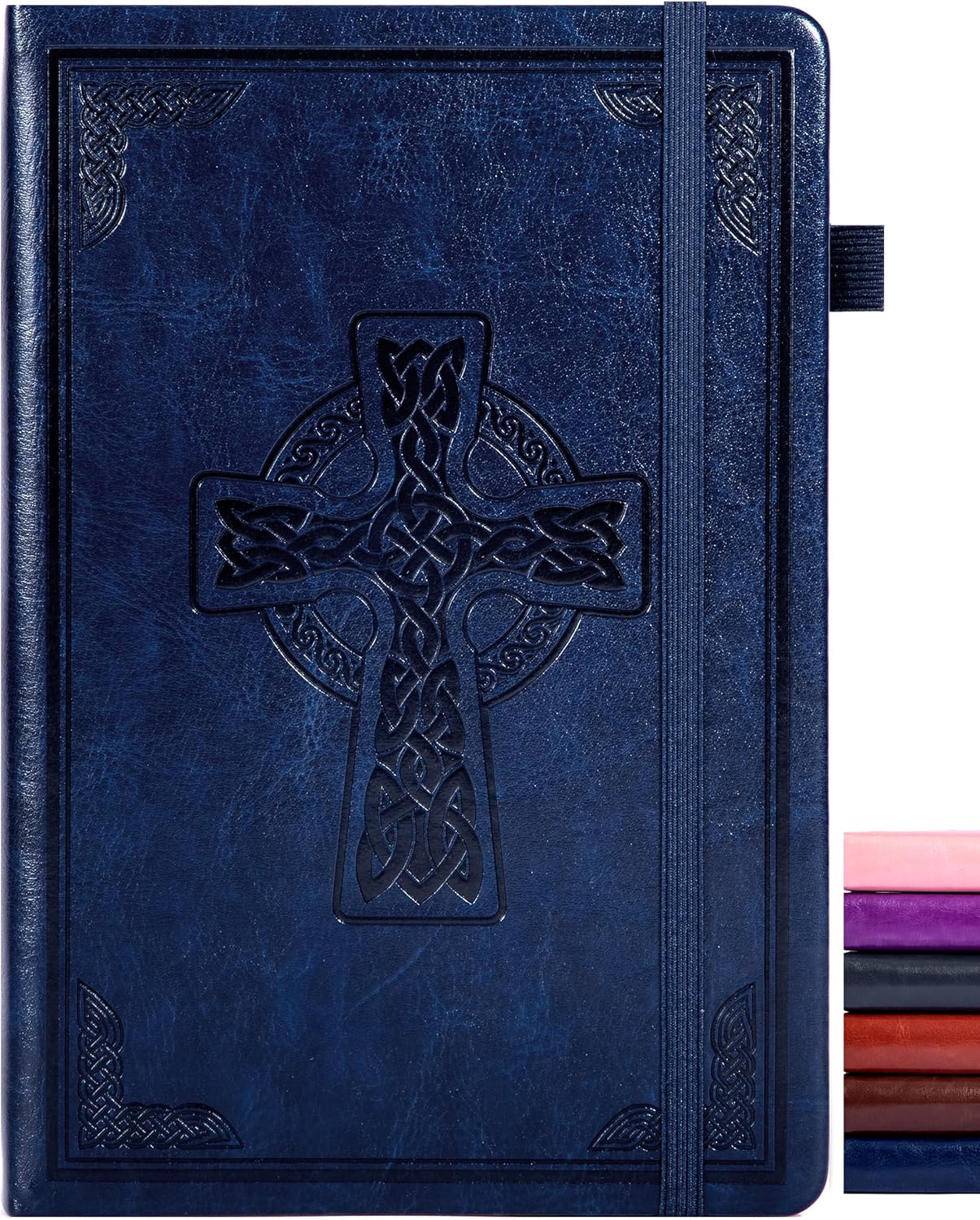 CAGIE Leather Lined Journal Notebook for Men & Women, Debossed Cross, 320 Pages 100 GSM Thick Paper, A5 Hardcover Journaling Notebooks for Writing, 5.7'' X 8.3'' Diary, Brown
