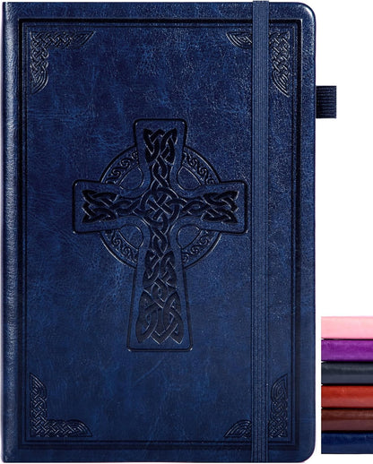 CAGIE Leather Lined Journal Notebook for Men & Women, Debossed Cross, 320 Pages 100 GSM Thick Paper, A5 Hardcover Journaling Notebooks for Writing, 5.7'' X 8.3'' Diary, Brown