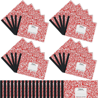 Fainne 20 Pieces Composition Notebooks 80 Pages Half Size Wide Ruled 4-7/8 x 7-1/2" Composition Books 11/32" Spacing Assorted Primary Covers Bulk(Green,Snowflake)