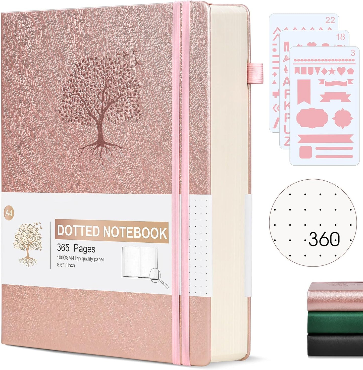Lined Journal Notebook -365 Pages A5 Thick Journals for Writing Ruled Notebook, Hardcover Leather Journal for Women Men Daily Journal Notebook for Work, Note Taking, 100Gsm Lined Paper( 5.75'' X 8.38'' Green)