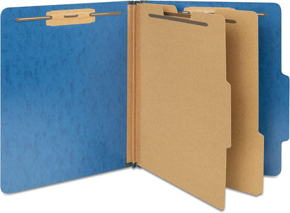 Staples Moisture‑Resistant Classification Folder, Letter Size, 2 Dividers, 2.5″ Expansion, Dark Blue Pressboard, 20/Carton