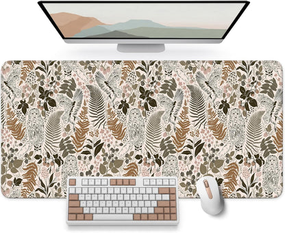 Large Mouse Pad for Desktop, Cute Desk Mat Pad Protector for Work & Gaming, Aesthetic Pretty Anti-Slip Laptop Blotter Cover for Office School Home Supplies, Wildflowers, 31.5" x 11.8"