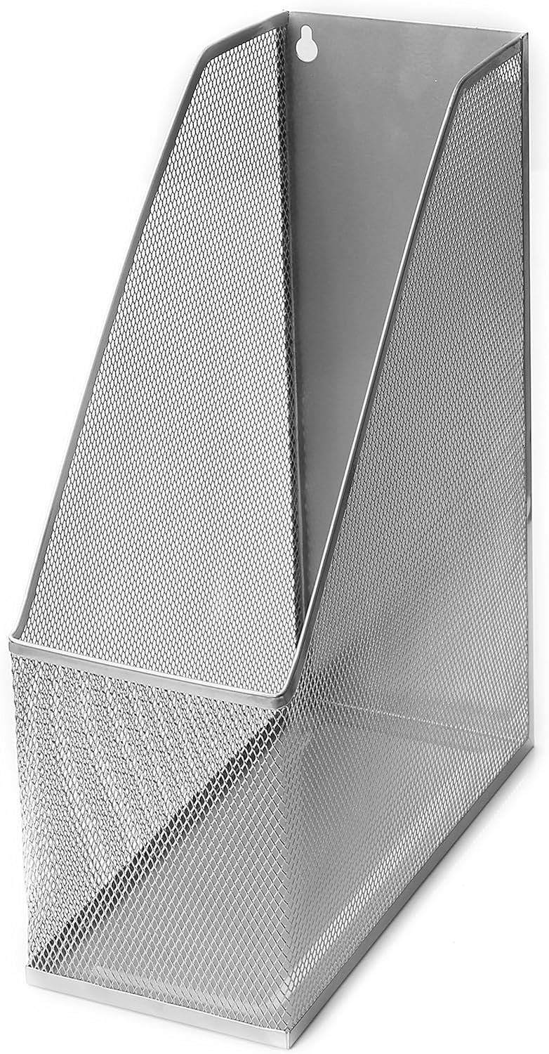 YBM HOME Mesh Steel Deluxe Magazine Rack, Extra Wide Magazine File Holder (1, Black)