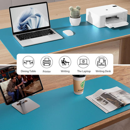 Aothia Leather Office Desk Pad Protector, Non-Slip PU Leather Desk Blotter, Waterproof Laptop Writing Mouse Pad for Office and Home, Black, 31.5" x 15.7" - Colors A