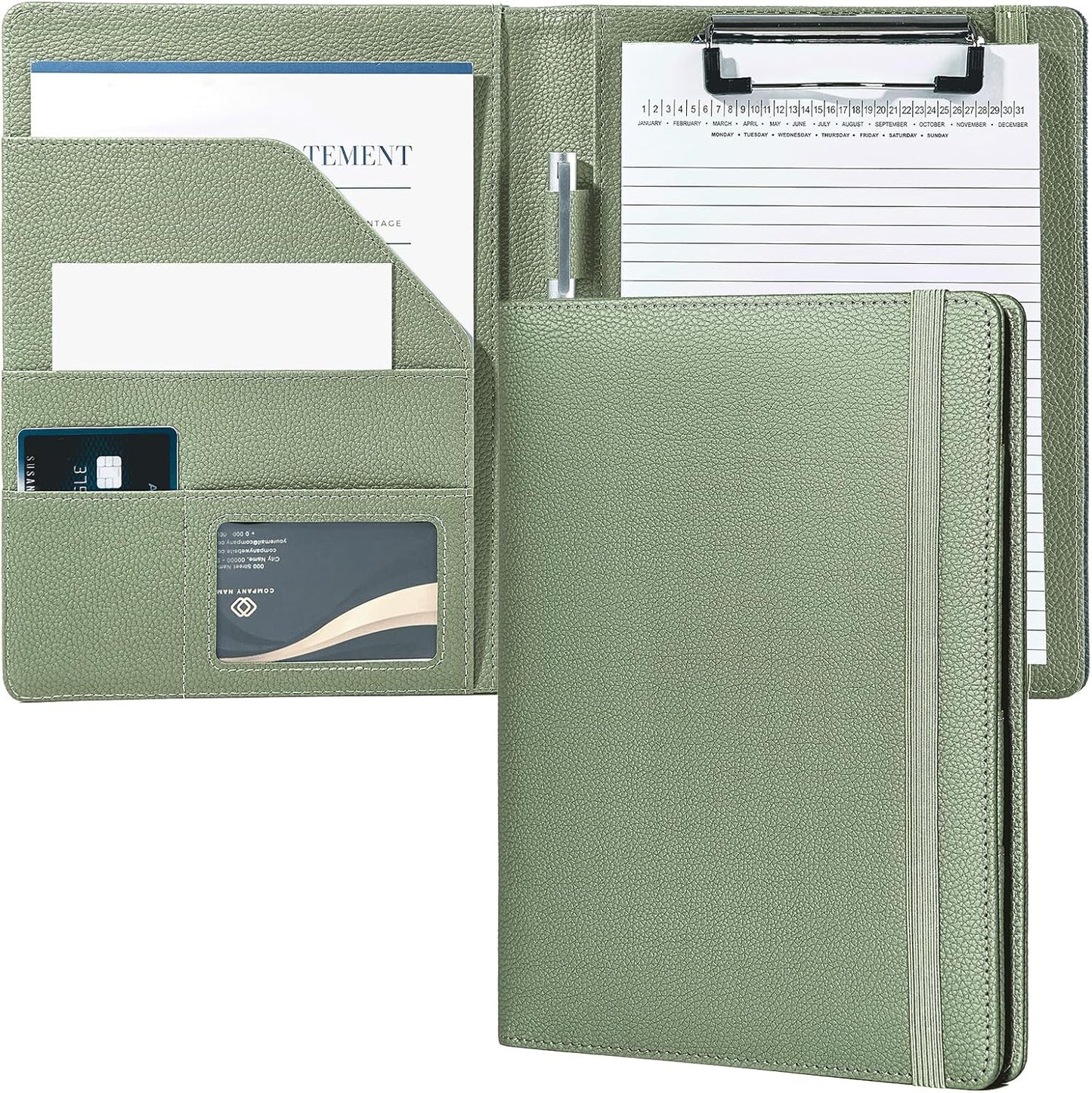 Small Clipboard Junior Padfolio Folio 7 x 9 Writing Pad Refillable, Mymazn Faux Leather Folder A5 for Notepad 5 x 8 Junior Size Portfolio (Black)