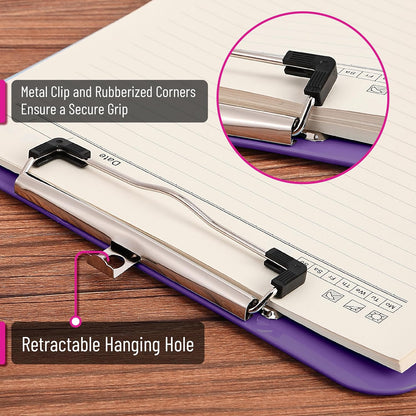 Mr. Pen- Plastic Clipboard, Letter Size, Black, Clipboard Plastic, Low-Profile Metal Clip with Retractable Hanging Hole