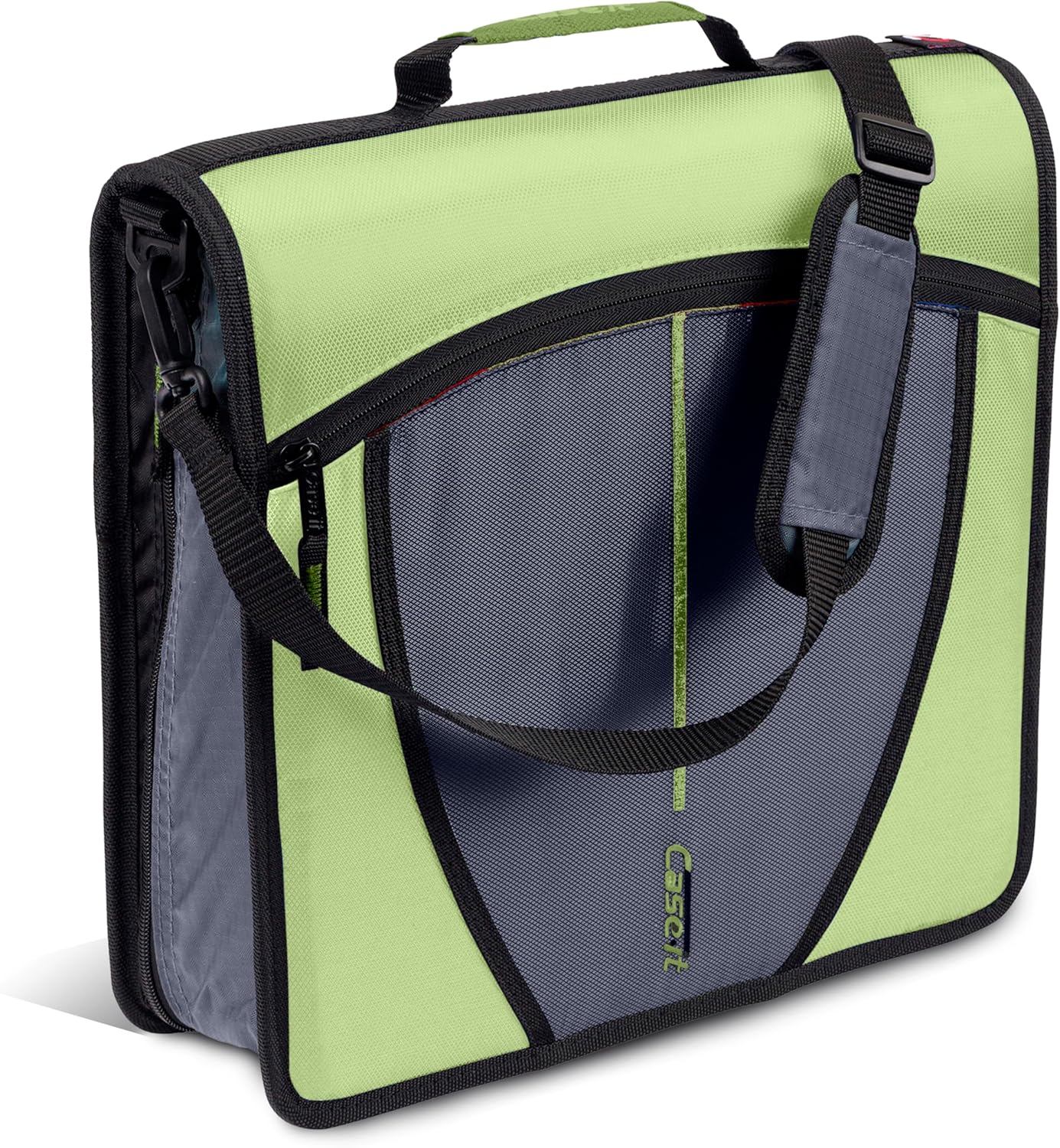 Case-it Mighty Zip Tab School Zipper Binder | 3-Inch O-Rings, 600-Sheet Capacity, 5-Subject Expanding File Folder, Multiple Pockets & Storage Organizer, Shoulder Strap | D-146 Jet Black