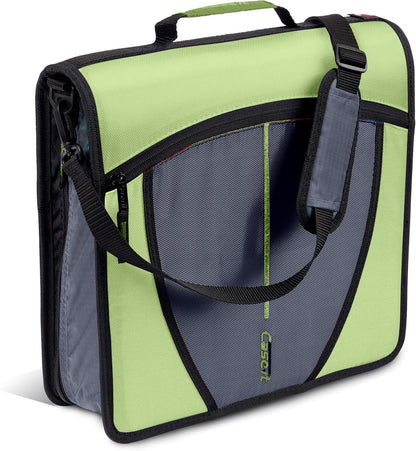 Case-it Mighty Zip Tab School Zipper Binder | 3-Inch O-Rings, 600-Sheet Capacity, 5-Subject Expanding File Folder, Multiple Pockets & Storage Organizer, Shoulder Strap | D-146 Jet Black