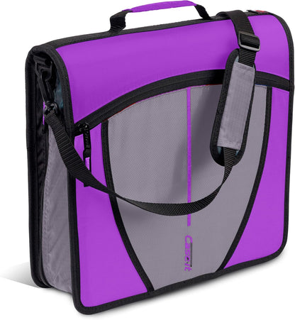 Case-it Mighty Zip Tab School Zipper Binder | 3-Inch O-Rings, 600-Sheet Capacity, 5-Subject Expanding File Folder, Multiple Pockets & Storage Organizer, Shoulder Strap | D-146 Jet Black