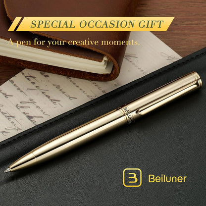 BEILUNER Luxury Gel Pen with 24K Gold Finish, Black Piano Lacquer, Luxury Grade Craftsmanship, Best Pen Gift Set for Men and Women, Professional, Executive, Office, Retractable Nice Pens