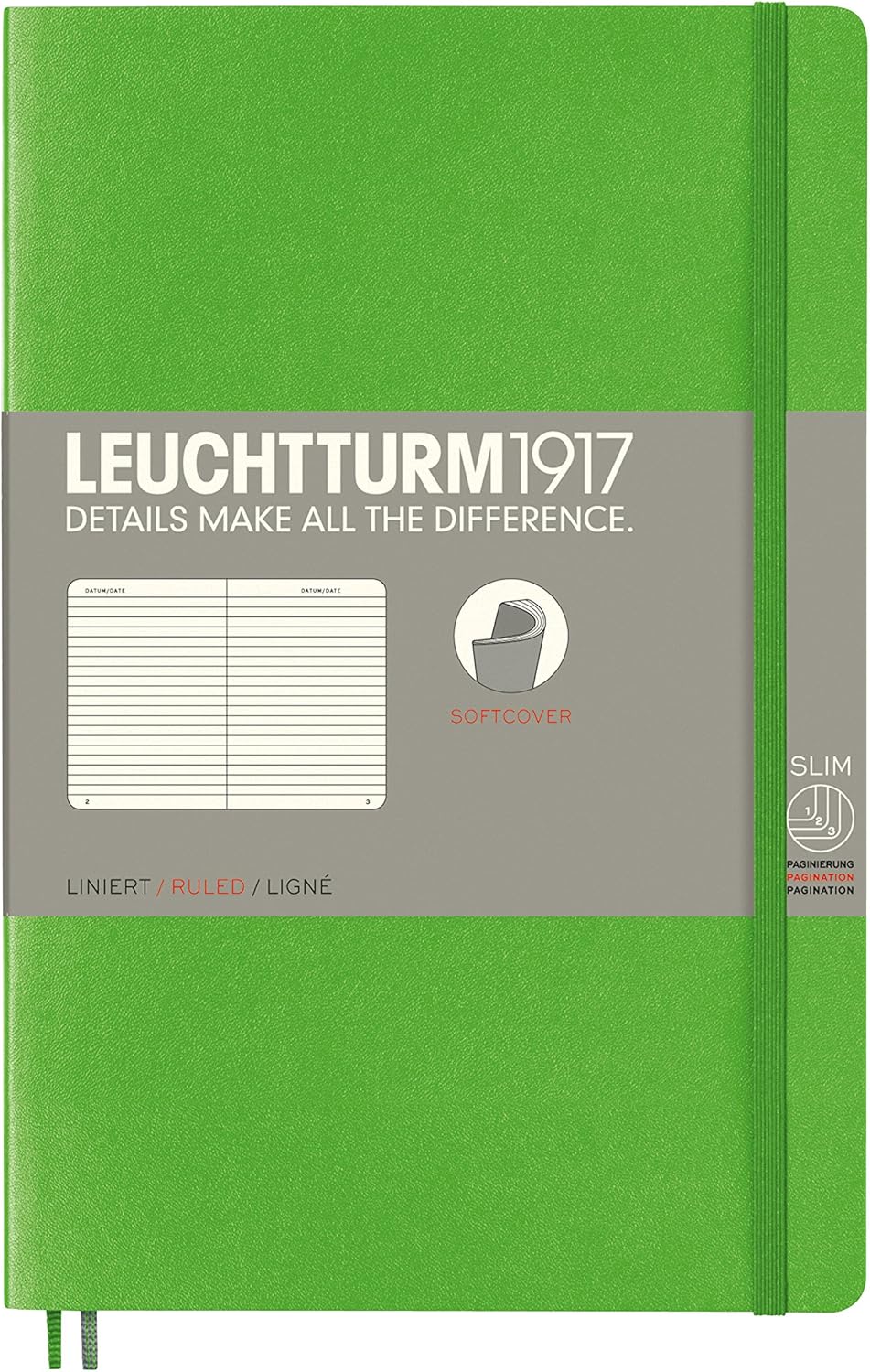 LEUCHTTURM1917 - Notebook Softcover Paperback B6+ - 123 Numbered Pages for Writing and Journaling (Ruled, Rising Sun)