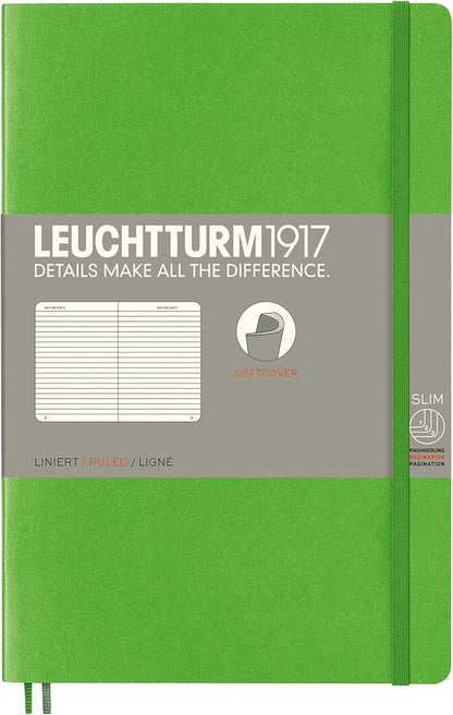 LEUCHTTURM1917 - Notebook Softcover Paperback B6+ - 123 Numbered Pages for Writing and Journaling (Ruled, Rising Sun)