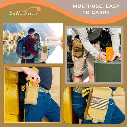 Tactical Molle Pouch Small Notebook Cover EDC Utility Bag Tool Pouch Gadget Organizer Military Waist Bag with US Flag Patch, 3”x5” Waterproof Notepad Pocket Notebook and Weatherproof Pen