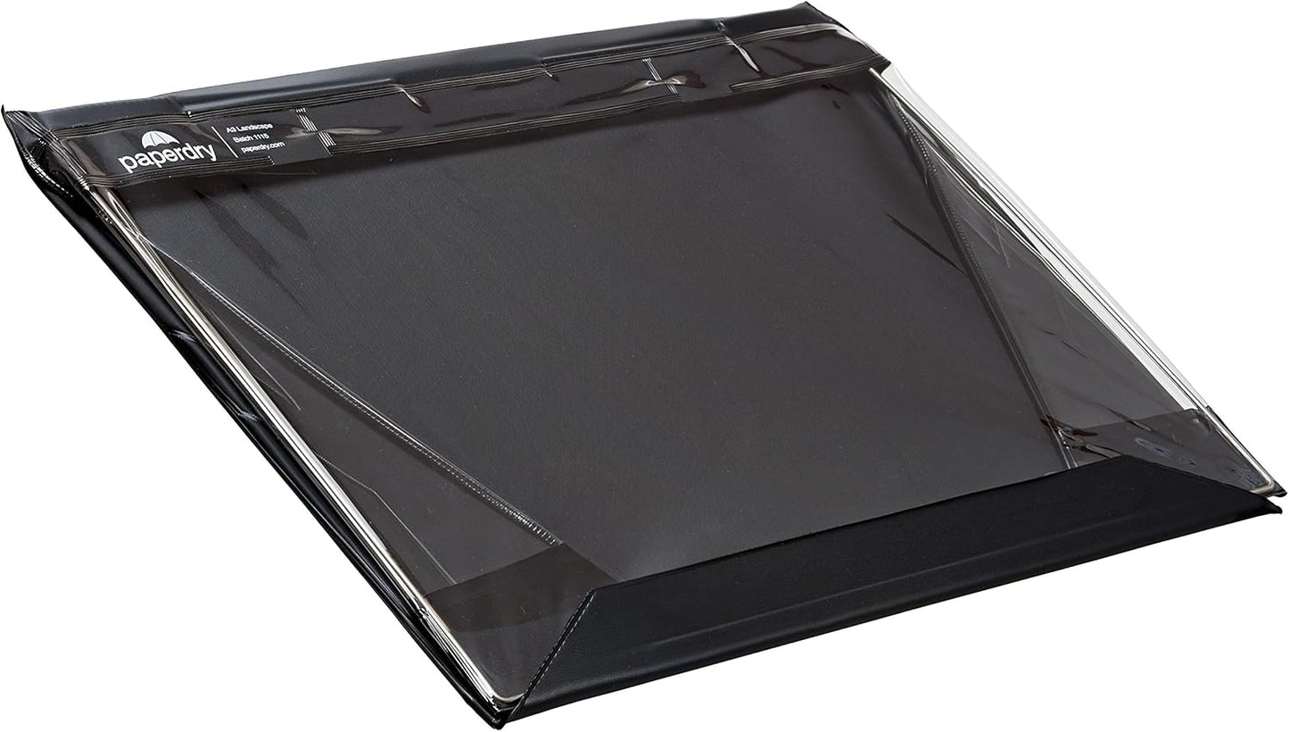 Waterproof Clipboard A4 Portrait by Paperdry, Black, Superior PVC Plastic with Cold Protection, Outdoor Covered Clip Board with Storage, A4 Waterproof Document Holder