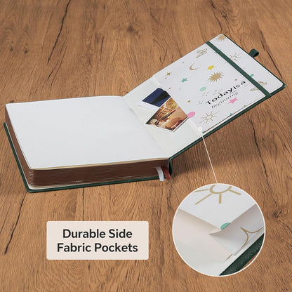 Journal Notebook for Women/Men, Daily for Classic Lined Writing,360 Pages Leather Hardcover with Vintage Sun & Moon Design, SeaGreen, A5 (14.5 x 21 cm)