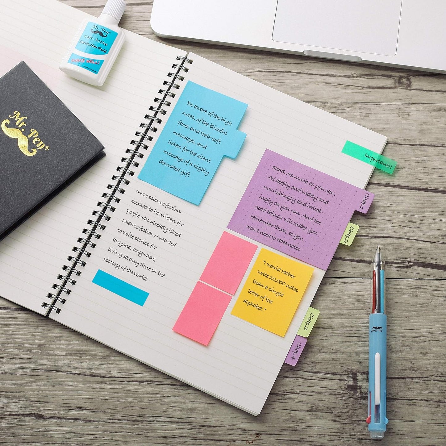 Mr. Pen- Sticky Notes Set, 410 Pack, Ruled, Dotted & Blank Notes with 150 Index Tabs, Divider Sticky Pads for Bible Study, Office, School, Planning, Journaling & Organization