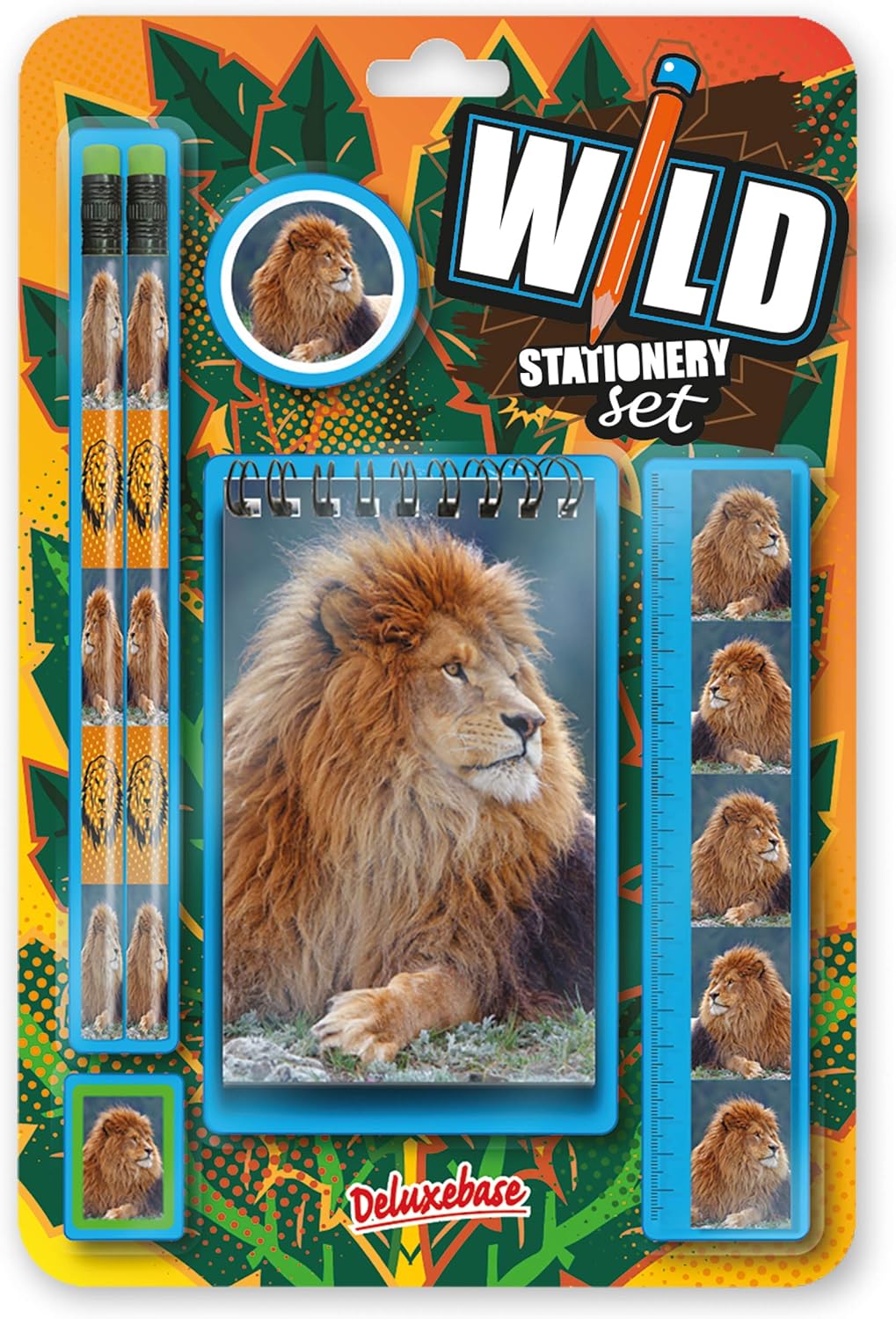 Deluxebase Wild Stationery Set - Dolphin from Animal Stationery Sets with 2 Pencils, Eraser, Pencil Sharpener, Ruler & Cute Notebook. Ideal Office Supplies, Desk Accessories & College Essentials.