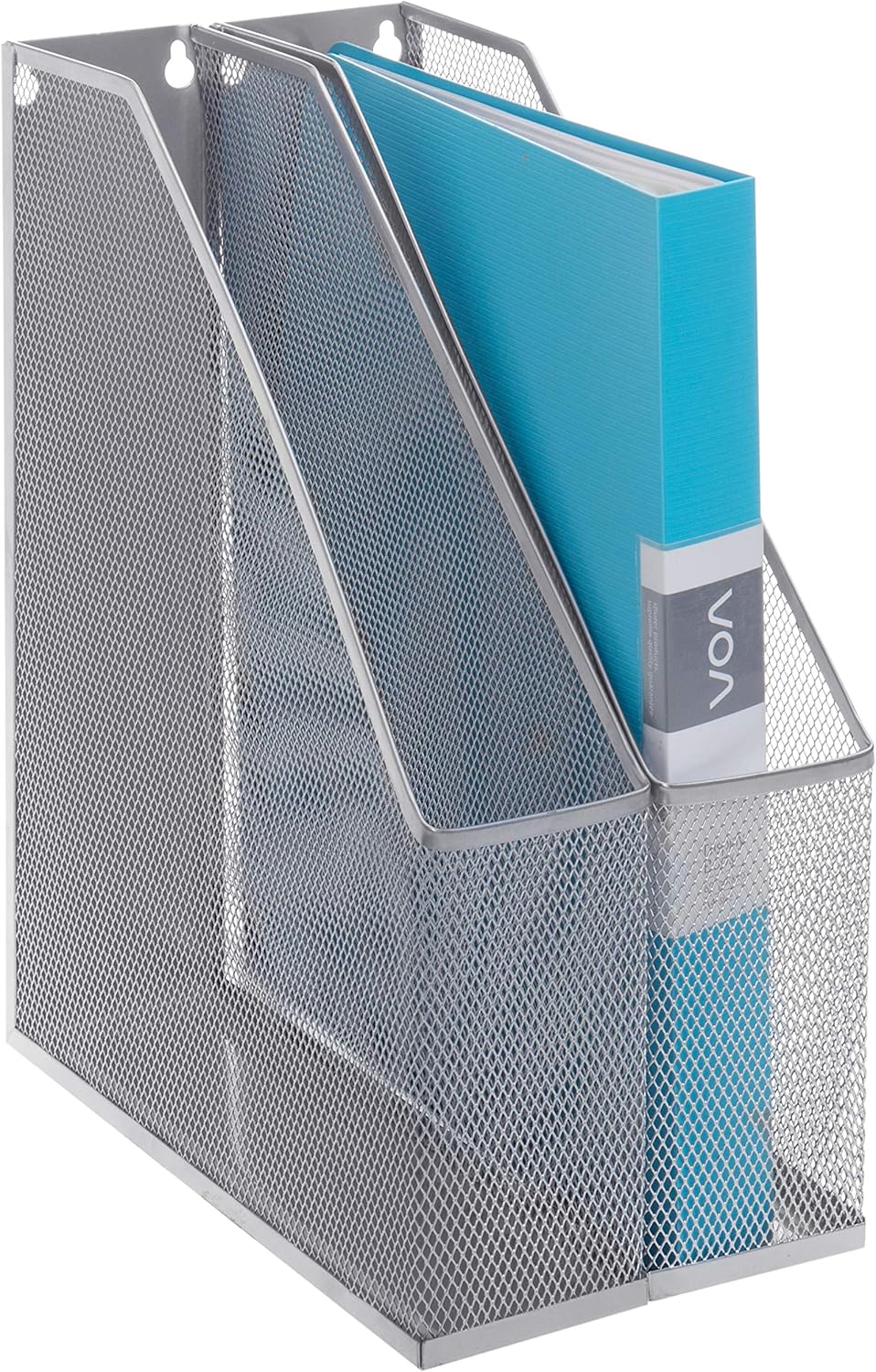 MyGift Wire Mesh Wall Mounted or Freestanding Document Rack, Magazine and File Holder, Set of 2, Black