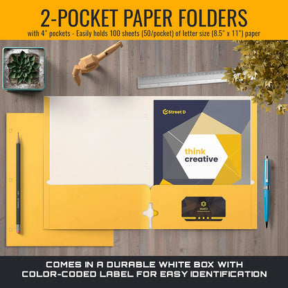 Better Office Products Two Pocket Portfolio Folders, 50-Pack, RED, Letter Size Paper Folders, 50 Pieces, Red