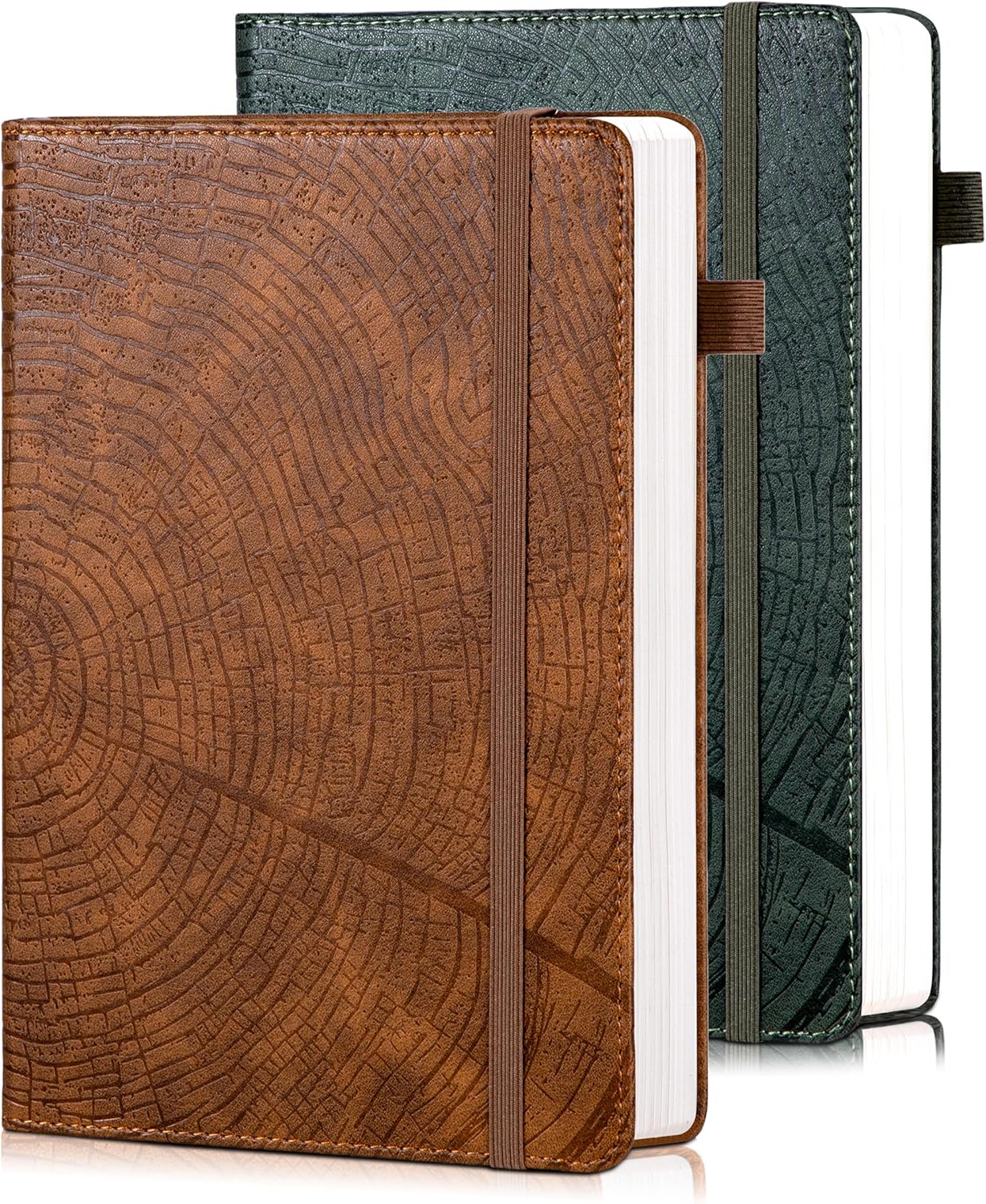CAGIE Lined Journal for Men Women, Tree Growth Ring Leather Bound Journal Notebook, 256 Pages 100 GSM Journals for Writing, A5 Hardcover Journaling Notebooks for Work, Note Taking