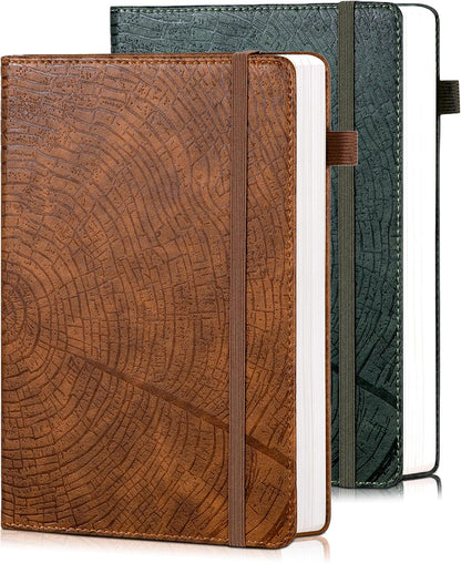 CAGIE Lined Journal for Men Women, Tree Growth Ring Leather Bound Journal Notebook, 256 Pages 100 GSM Journals for Writing, A5 Hardcover Journaling Notebooks for Work, Note Taking