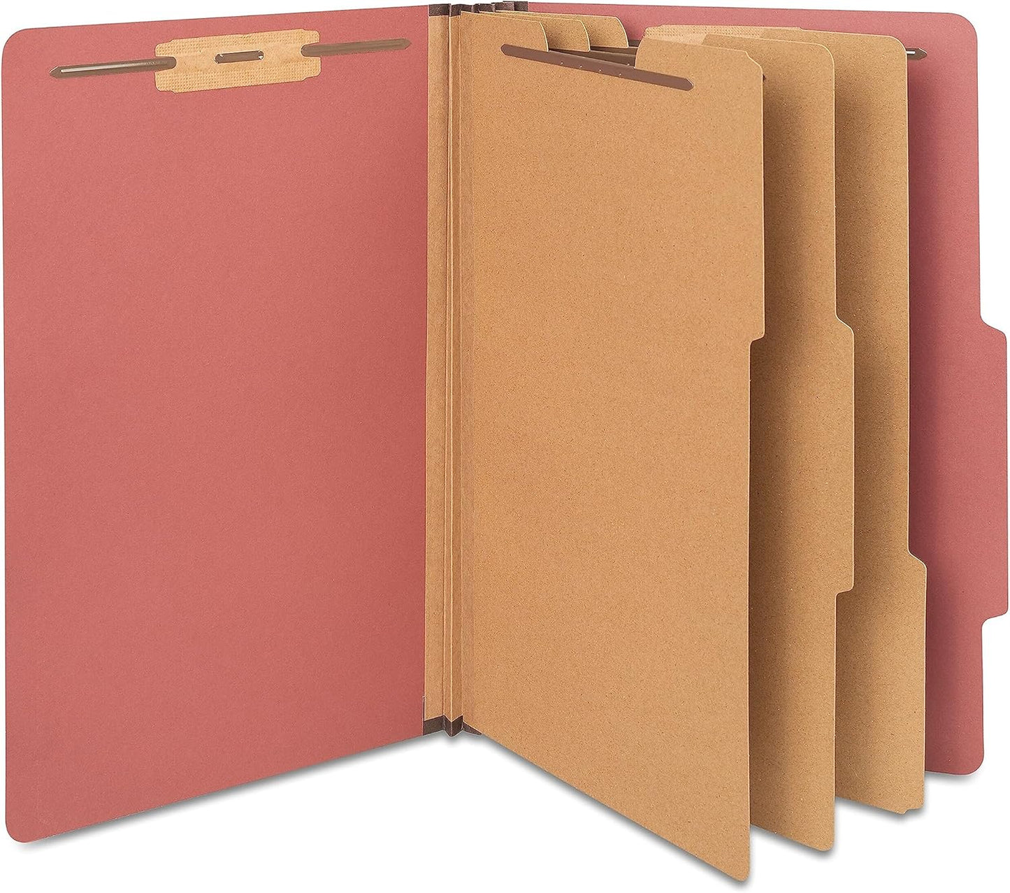 Staples Pressboard Classification Folders, Legal Size, 3‑Dividers, 3.5" Expansion, Brick Red, Heavy‑Duty Construction – 40/Carton