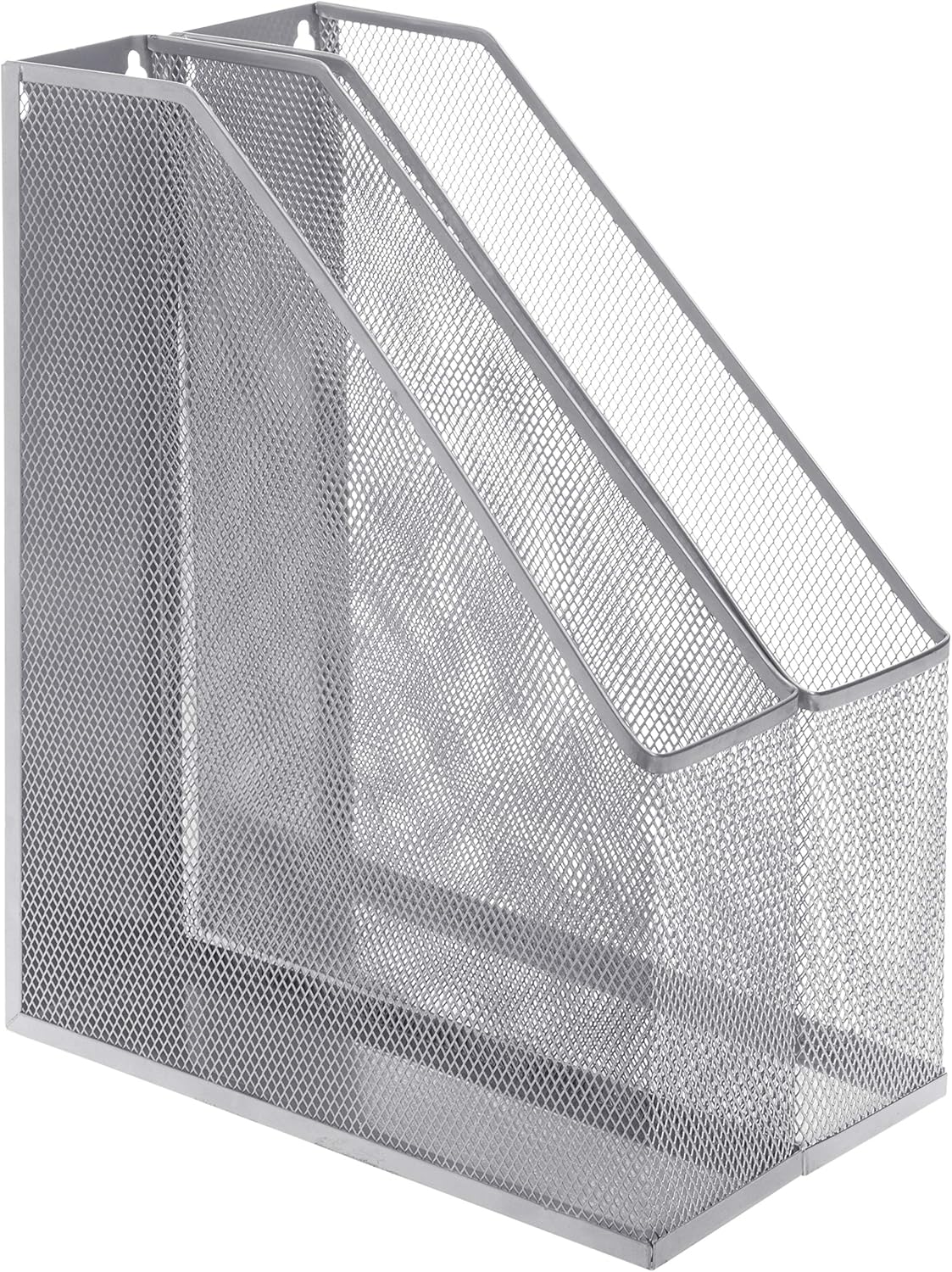 MyGift Wire Mesh Wall Mounted or Freestanding Document Rack, Magazine and File Holder, Set of 2, Black