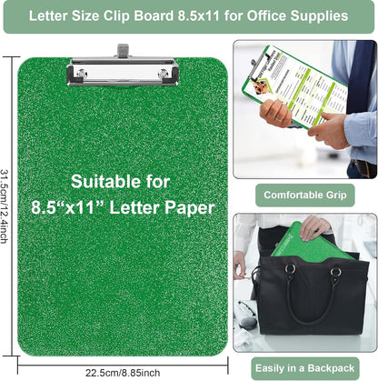 SFLHHDM 1 Pcs Clear Glitter Clipboards, Plastic Clipboard with Pen Holder, Size 8.85 x 12.4 in Shiny Clipboards with Low Profile Clip, Cute Hanging Clipboard for Office School Sparkly Clip Board-Pink