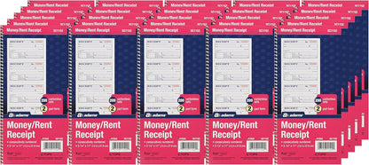 Adams Money and Rent Receipt Book, 2-Part Carbonless, 5-1/4" x 11", Spiral Bound, 200 Sets per Book, 4 Receipts per Page (SC1152)