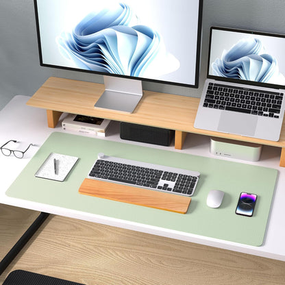 Aothia Leather Desk Pad Protector, Mouse Pad, Office Desk Mat, Non-Slip PU Leather Desk Blotter, Laptop Desk Pad, Waterproof Desk Writing Pad for Office and Home (Black,36" x 17") - Colors A