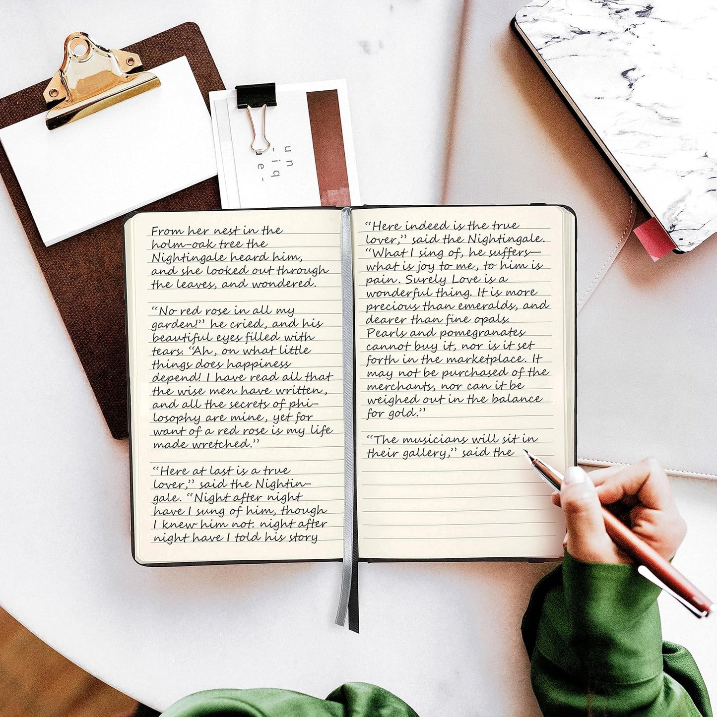 Samsill Large Hardcover Notebook, 240 Lined Notebook Pages, Black, 7.5 x 10 Inch