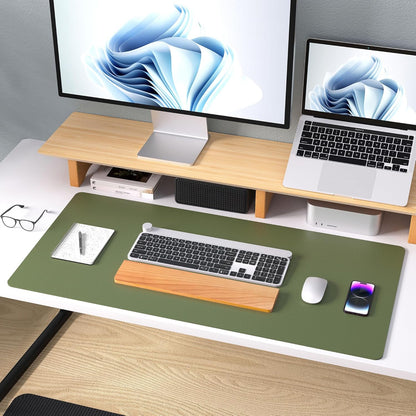 Aothia Non-Slip Waterproof PU Leather Desk Pad Protector for Mouse, Writing Desk, Office, Home, Laptop Blotter, 23.6" x 13.7", Black - Colors A