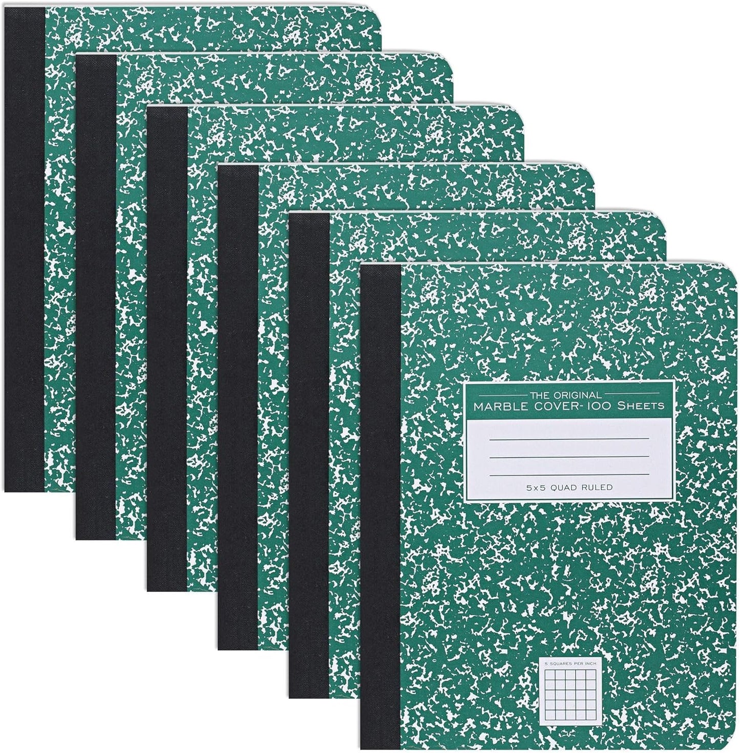 ROARING SPRING Hard Cover Composition Notebook, Black Marble Comp Book, 9.75″ x 7.5″, College-Ruled with Margin, 100 Sheets (200 Pages), Made in USA