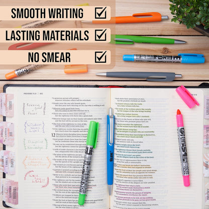 BLIEVE - Aesthetic Highlighters and Gel Pens With Soft Ink and Chisel Tip, Bible Highlighters and Pens No Bleed, Dry Fast Easy to Hold, for Bible Journaling Planner School Supplies (MORANDI)
