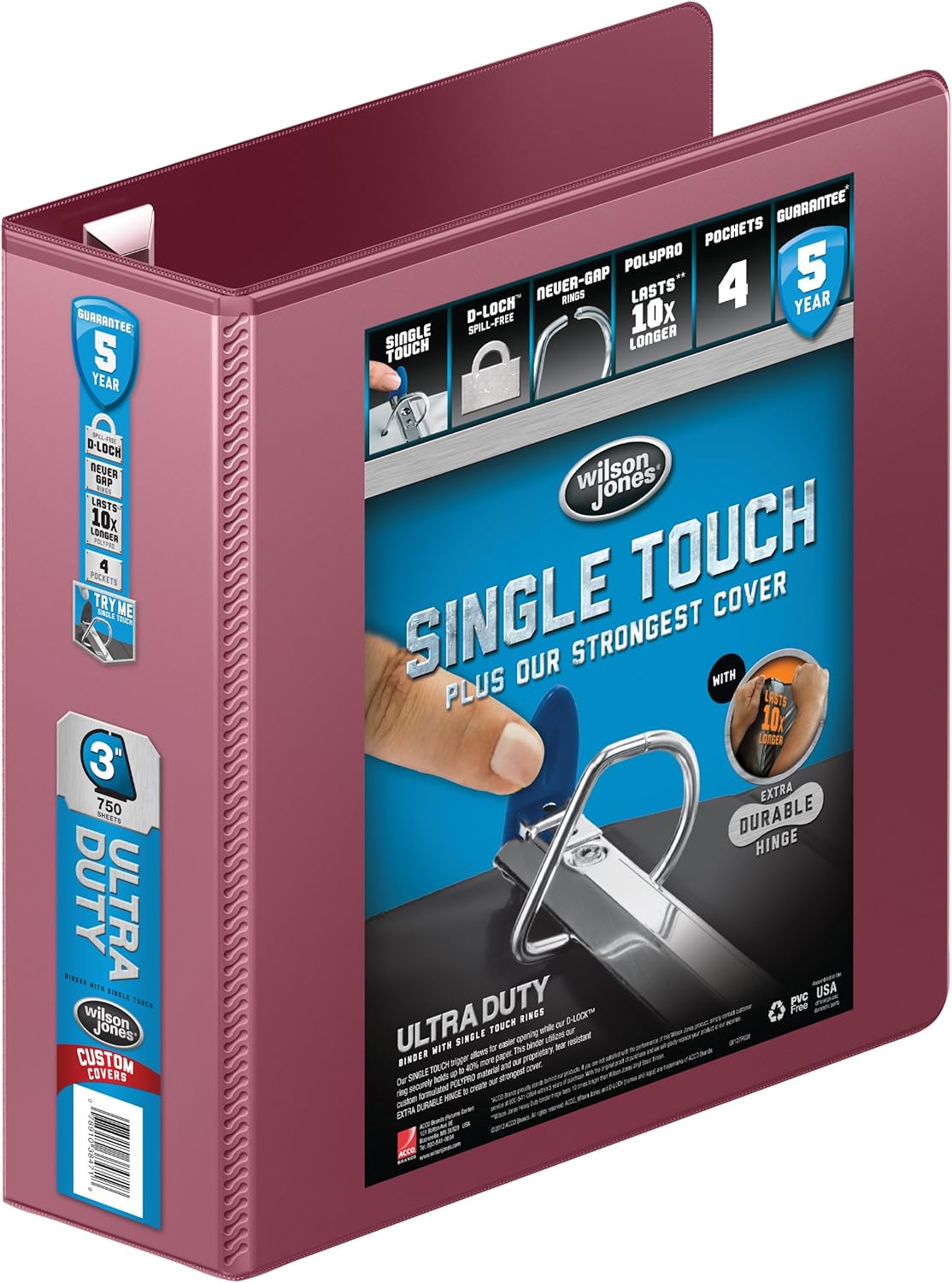 Wilson Jones 3 Ring Binder 4 Inch, Ultra Duty D-Ring View Binder with Extra Durable Hinge, Customizable, Black (W86641)