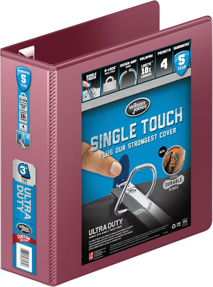 Wilson Jones 3 Ring Binder 4 Inch, Ultra Duty D-Ring View Binder with Extra Durable Hinge, Customizable, Black (W86641)