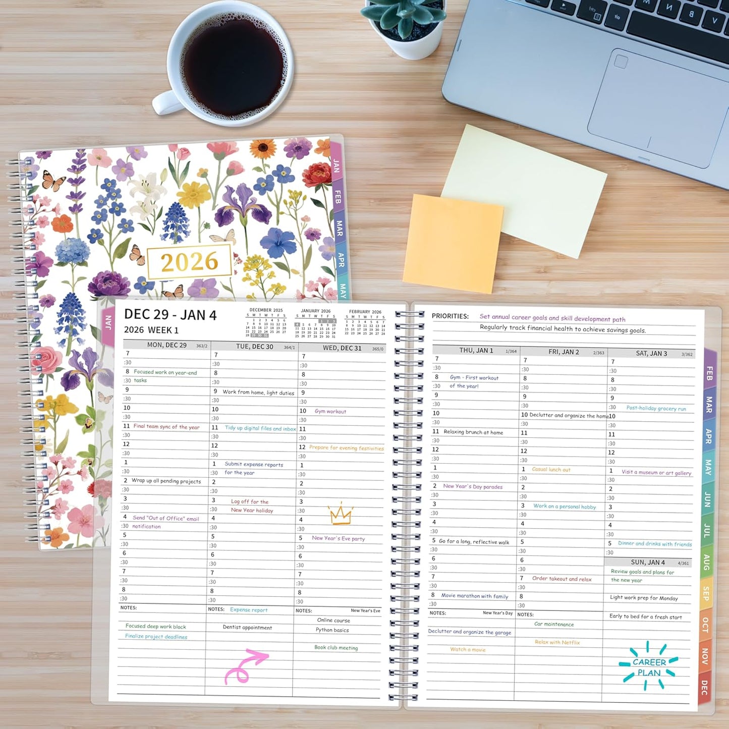 2026 Appointment Book, 30 Minutes-Hourly, Weekly ＆ Monthly Calendar Planner 2026, Jan 2026 - Dec 2026, 8.5'' x 11'', 2026 Daily Planner with Tabs ＆Pocket, Flexible Cover, Great for Office, Home, School